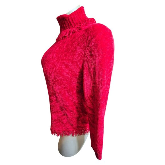 Red Fringed Turtleneck Sweater Woman's Size 1X Rafaella Soft Feel JJ4072 - Picture 4 of 7